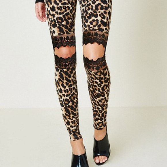 Leopard lace leggings Clearance